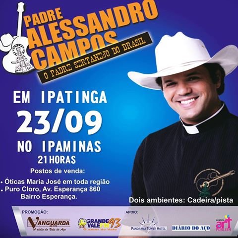 Show do Padre mais querido do Brasil: Padre Alessandro Campos, no dia 23 de setembro