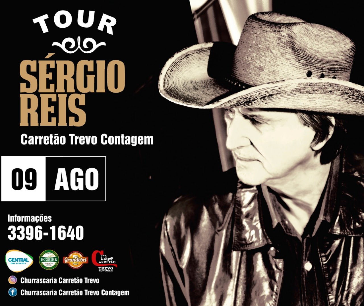 Sérgio Reis apresenta show em Contagem no dia 09 de agosto