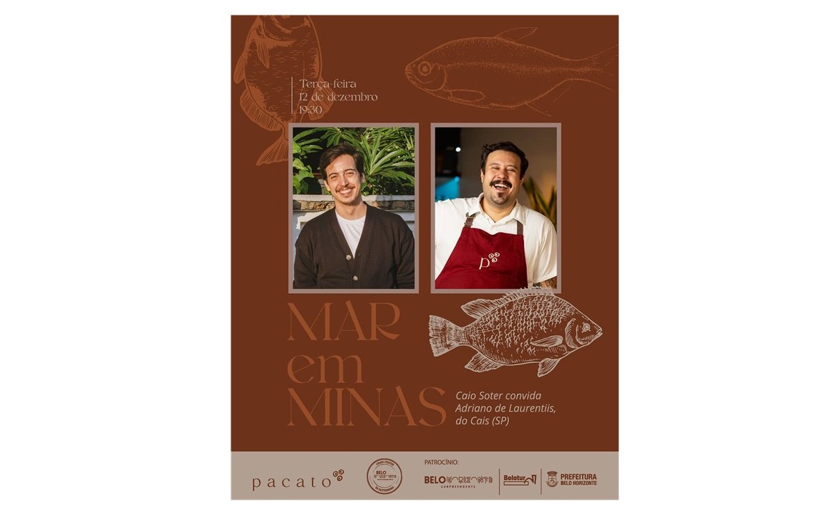 Pacato recebe chef Adriano de Laurentiis, do restaurante Cais, de São Paulo, no dia 12 de dezembro